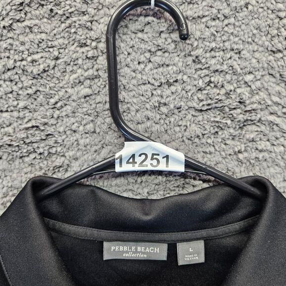 Peble Beach Polo Shirt Mens Size Large Black Red Striped Short Sleeve - Picture 8 of 8